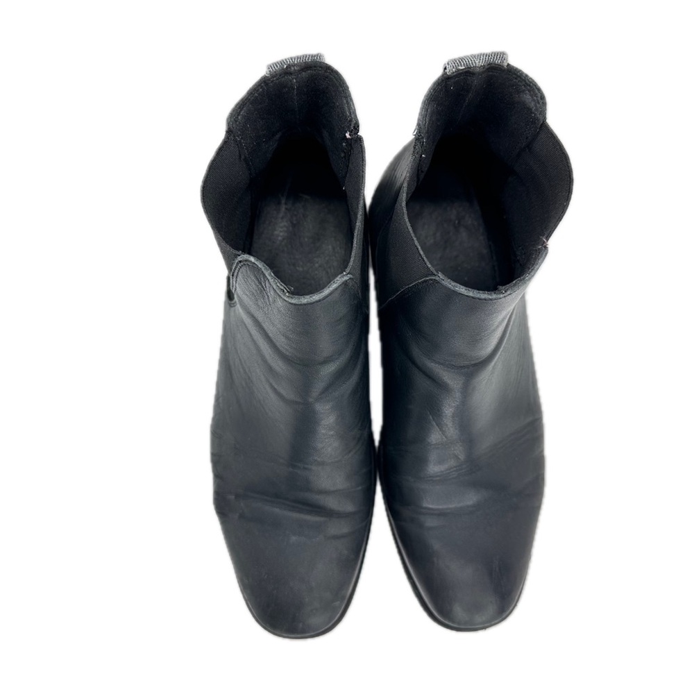Chelsea Leather Moto Ankle Boots Black Pull On Gusset Shoes Grunge US 6 EU 37